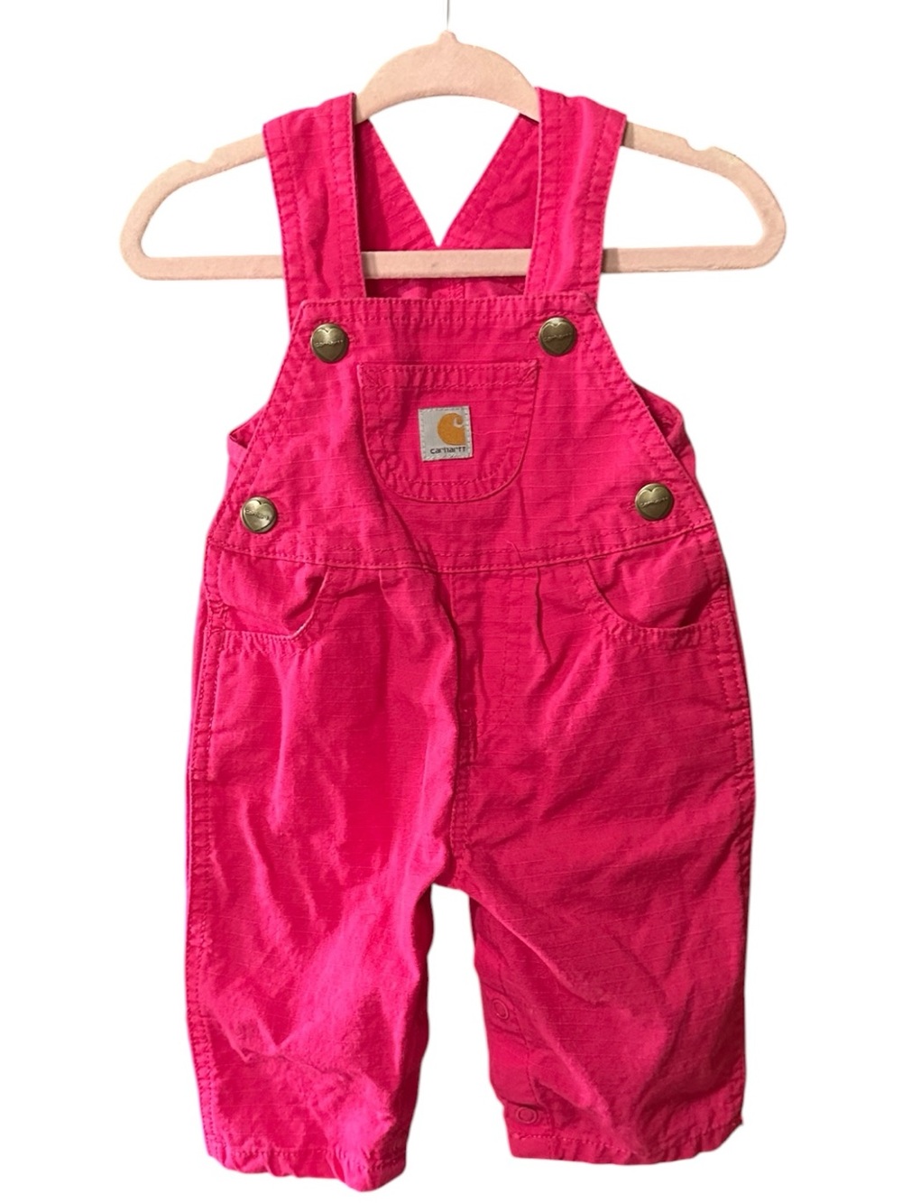 Carhartt Infant Girls' Canvas Bib Loose Fit Overalls One Piece Hot Pink Size 6M